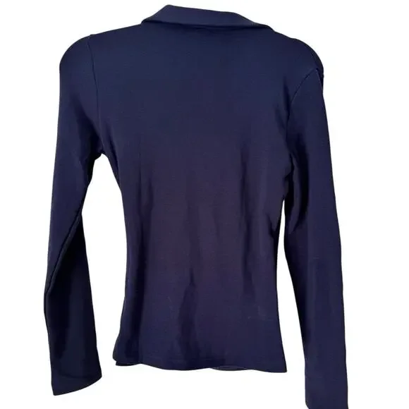 NWT OGL Collared Surplice Top ProWarm Eco Mousse Navy Blue Size Small - Picture 2 of 6